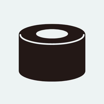 厚み・外径・内径を指定してカットする厚物ドーナツ形状ゴムの図。