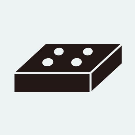 ボルト穴付き厚物角型ゴムの図。