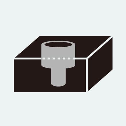 ザグリ穴付き角型ゴムパッキンの図。