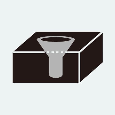 皿ビス用の穴を設けた角型ゴムの図。