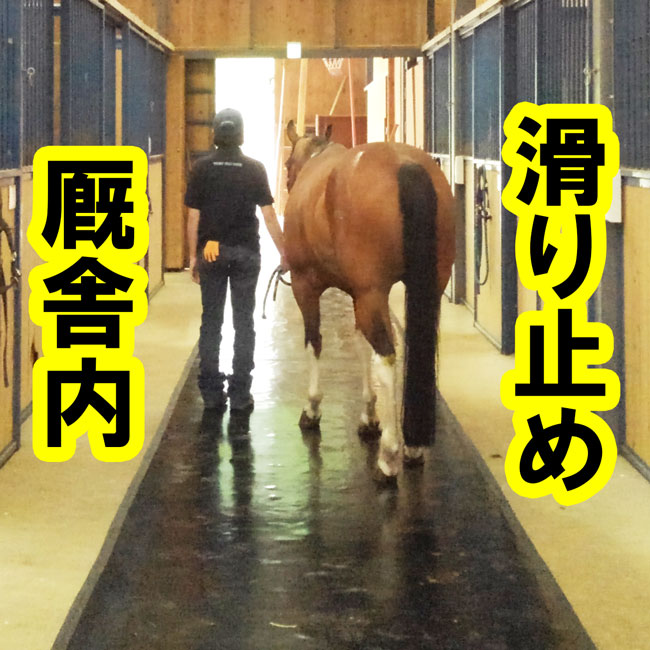 厩舎内通路の滑り止めゴムシートを使っていただきました