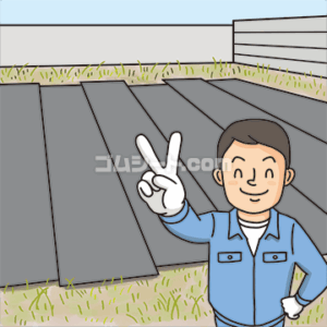 日光を遮って雑草対策にゴムマット