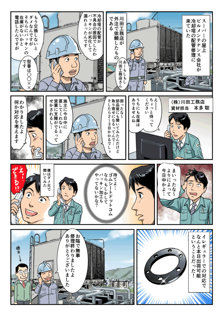 パッキンの加工も迅速対応！